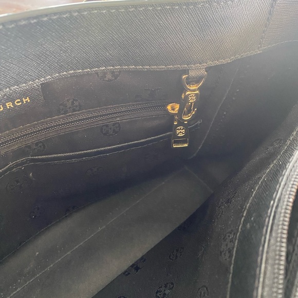 Tory Burch Black & Gold Buckle Tote Bag Purse - Picture 3 of 5